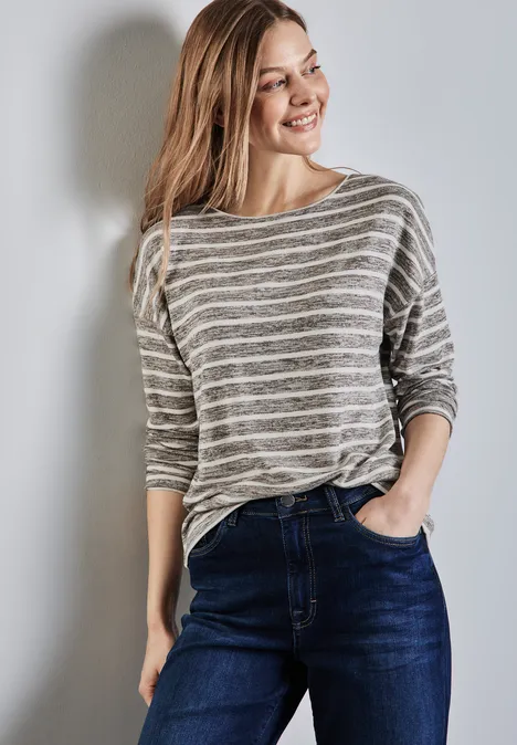 Gestreiftes Shirt smooth sand beige