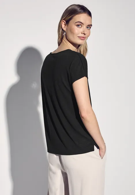Leinen-Look Shirt Black