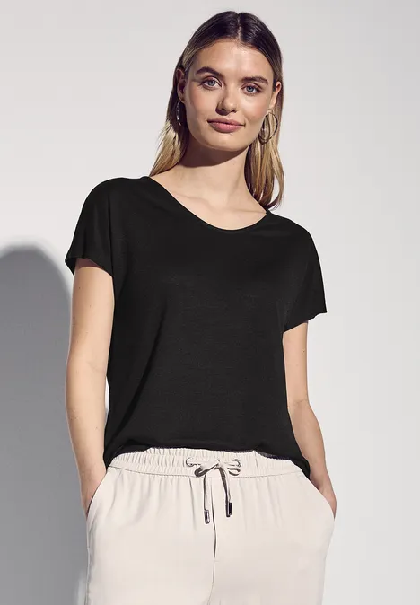 Leinen-Look Shirt Black