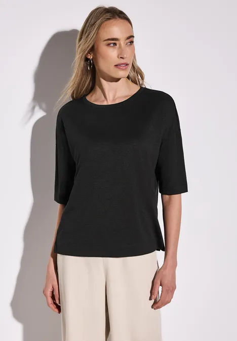 Leinen-Look Shirt Black