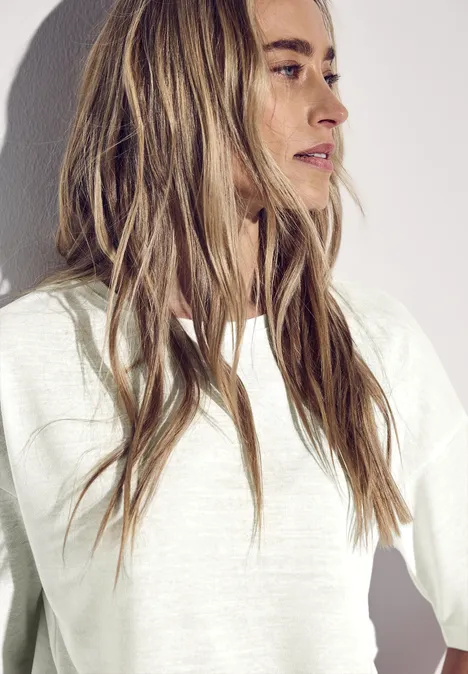 Leinen-Look Shirt off white