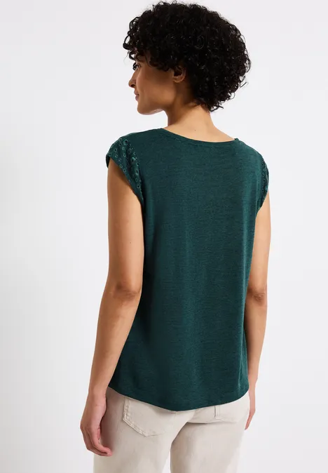 Shirt mit Stickdetails dark garden green
