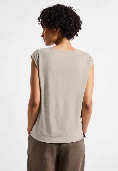 Shirt mit Stickdetails moonstone sand