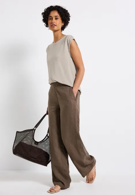 Shirt mit Stickdetails moonstone sand