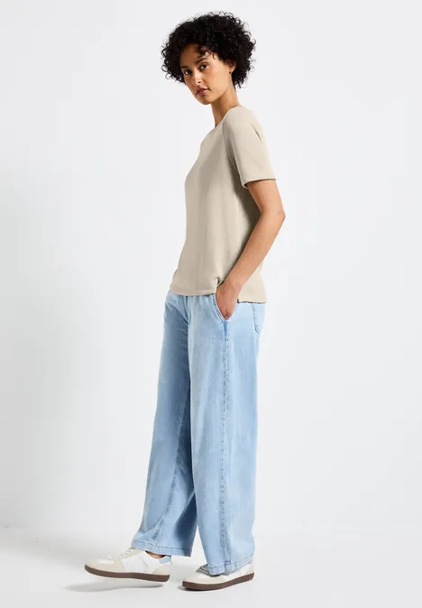 Strick-Look T-Shirt moonstone sand