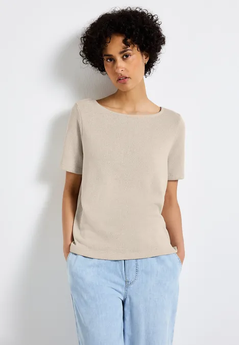 Strick-Look T-Shirt moonstone sand
