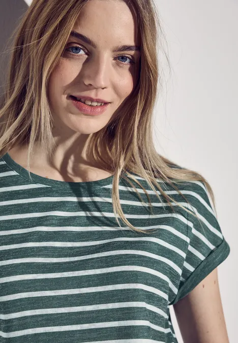 Gestreiftes T-Shirt garden green