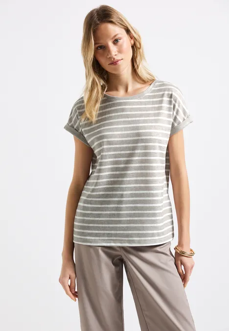 Gestreiftes T-Shirt dark moonstone sand