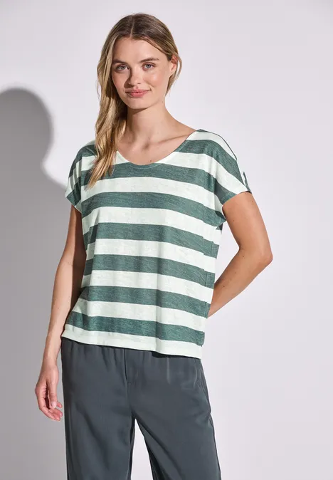 Gestreiftes T-Shirt garden green