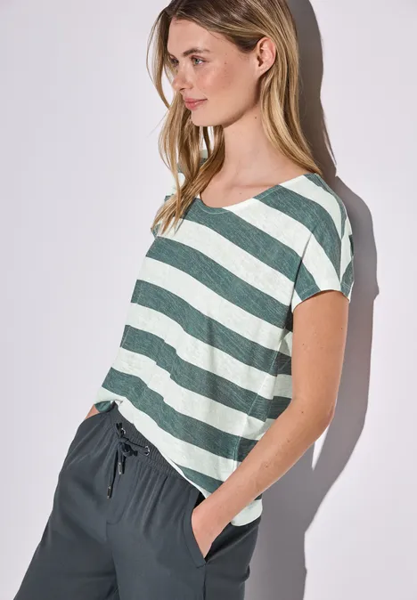 Gestreiftes T-Shirt garden green