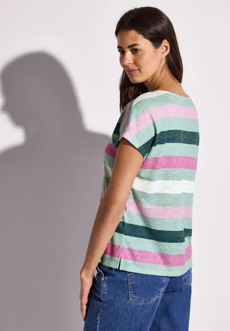 Gestreiftes T-Shirt soft jade green