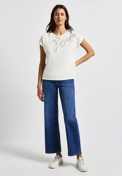 T-Shirt mit Folien Wording off white