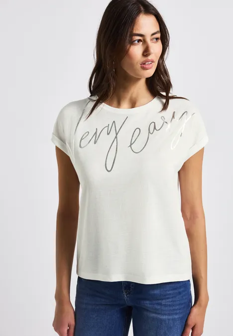 T-Shirt mit Folien Wording off white