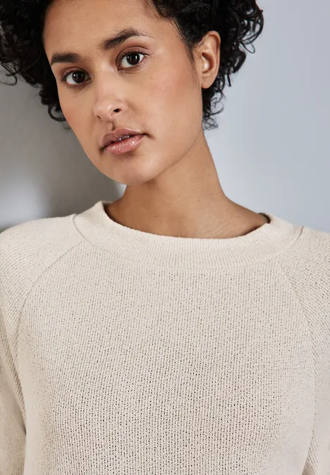Strick-Look Shirt smooth sand beige
