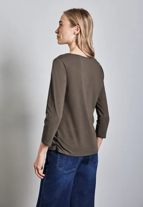 Shirt mit Raffungen muddy brown