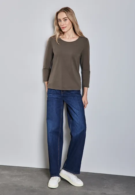 Shirt mit Raffungen muddy brown