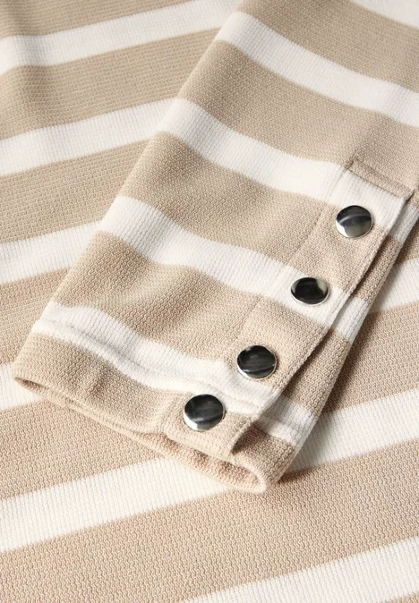 Streifenshirt mit Knöpfen sheer beige