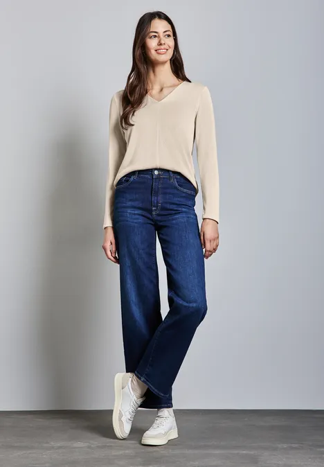 Strick-Look Shirt smooth sand beige