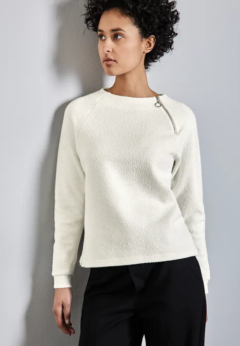Strukturshirt mit Zipper off white