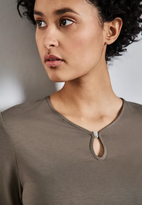 Shirt mit Cut-Out muddy brown