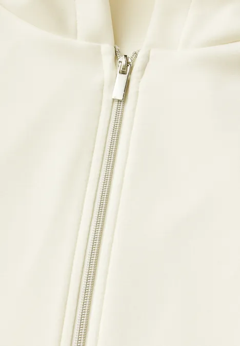 Silk-Look Hoodie Jacke off white