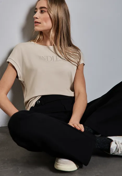 Shirt mit Glitzer-Details smooth sand beige