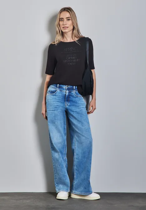 Shirt mit glänzendem Wording deep tint blue