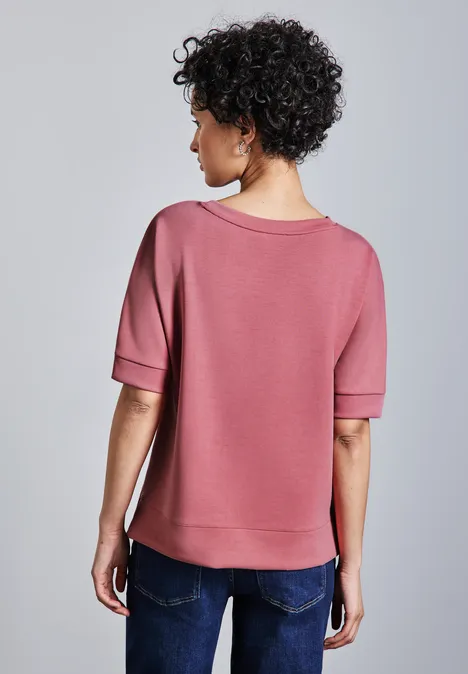 Silk-Look Shirt mit Wording desert berry