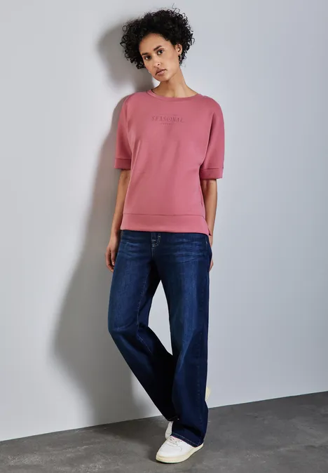 Silk-Look Shirt mit Wording desert berry