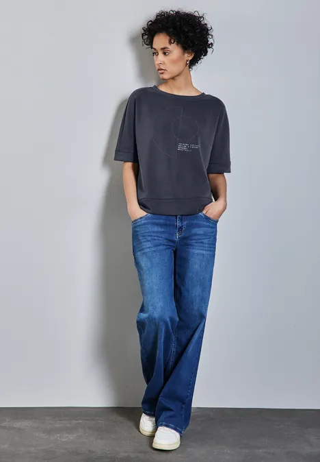 Silk-Look Shirt mit Print deep tint blue