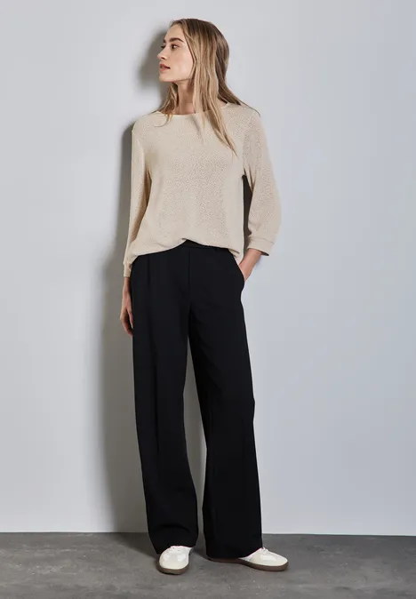 Strick-Look Shirt smooth sand beige