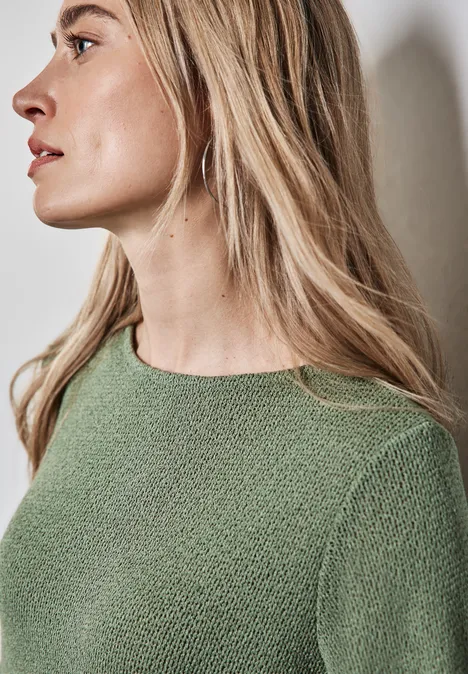 Strick-Look Shirt dry salvia green