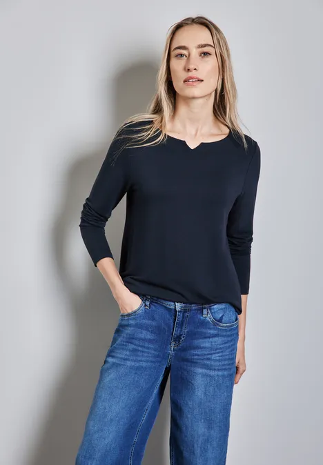 Shirt met halslijndetail deep blue