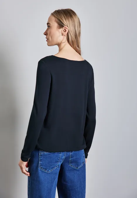 Shirt met halslijndetail deep blue