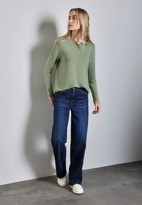 Shirt mit Ausschnitt-Detail dry salvia green