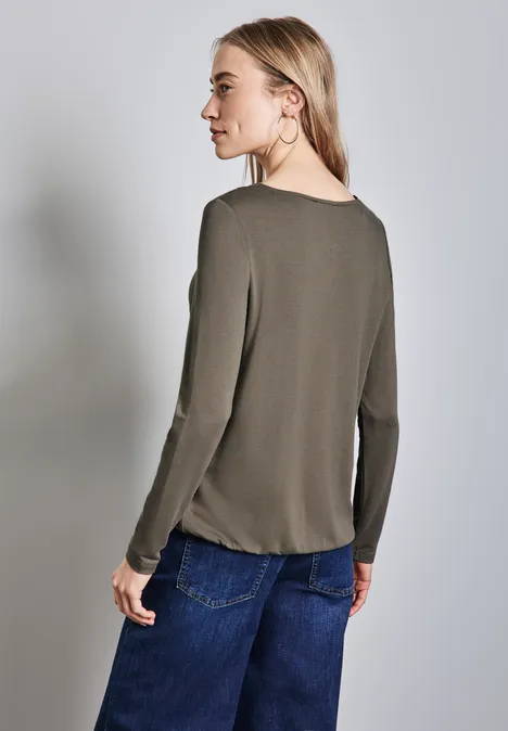 Shirt mit Ausschnitt-Detail muddy brown