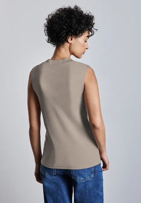 Basic top met col light mocha beige Basic top met col light mocha beige