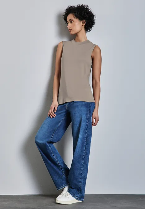 Basic top met col light mocha beige Basic top met col light mocha beige