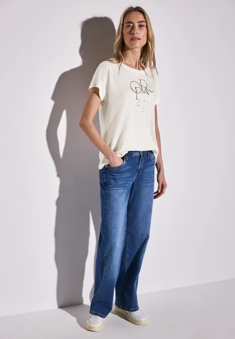 T-Shirt mit Folien Wording off white