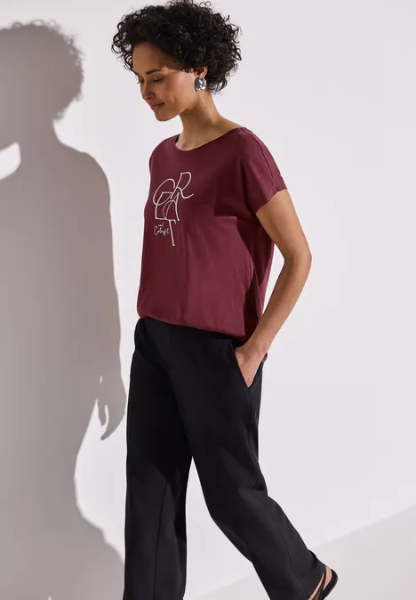T-Shirt mit Folien Wording dark cherry red
