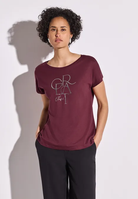 T-Shirt mit Folien Wording dark cherry red