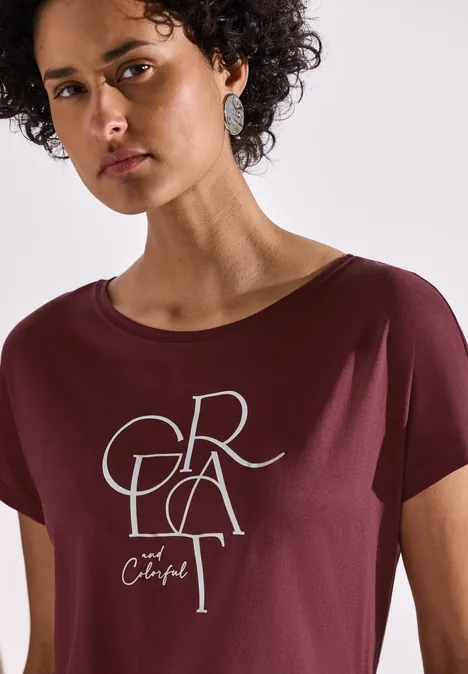 T-Shirt mit Folien Wording dark cherry red
