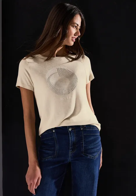 T-Shirt mit Schmucksteinen moonstone sand