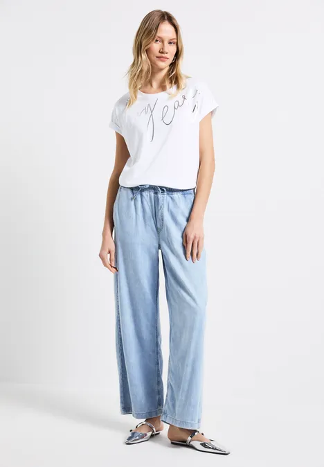 T-Shirt mit Folien-Wording White
