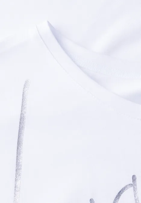 T-Shirt mit Folien-Wording White