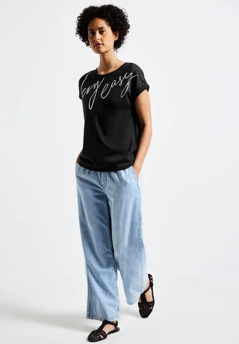 T-Shirt mit Folien-Wording Black