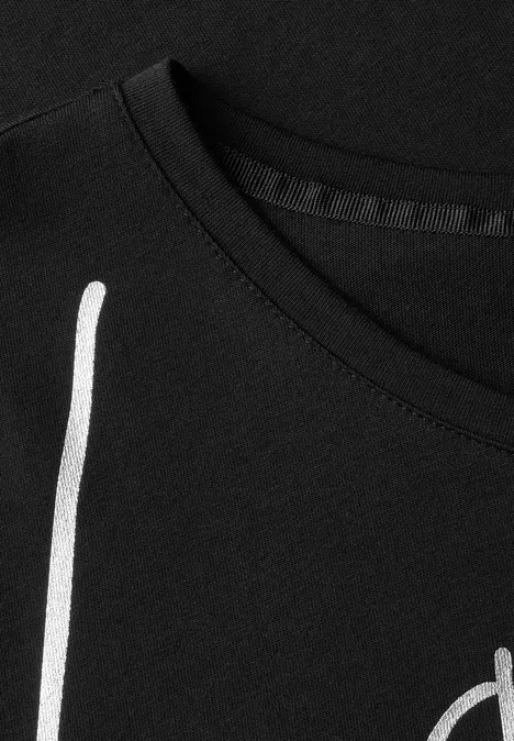 T-Shirt mit Folien-Wording Black
