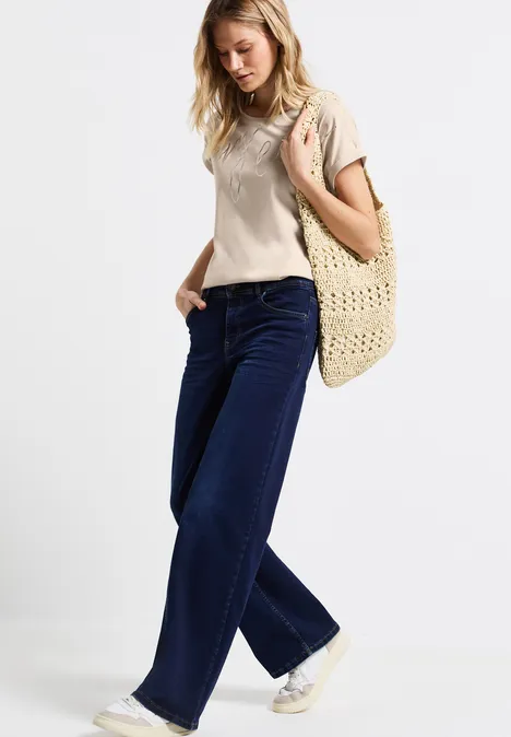 T-Shirt mit Folien-Wording moonstone sand