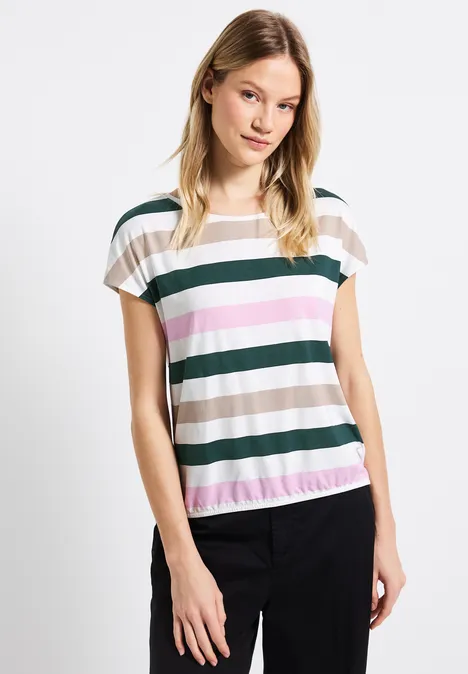 Gestreiftes T-Shirt off white