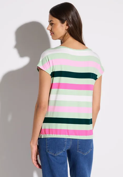 Gestreiftes T-Shirt soft jade green